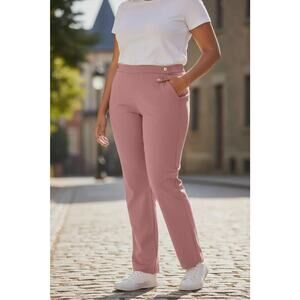 Anne‎ Klein Pants Womens XXL Pink Mauve Slim Ankle Trouser High Waisted Career